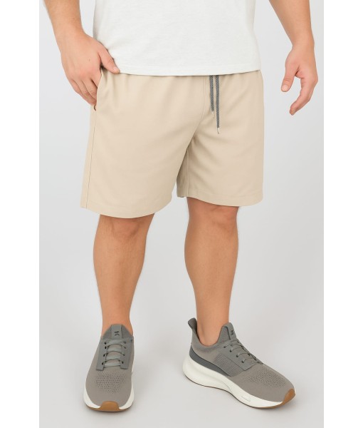 Short Bermuda Tactel Elastano Extra Grande Plus size Liso Bege